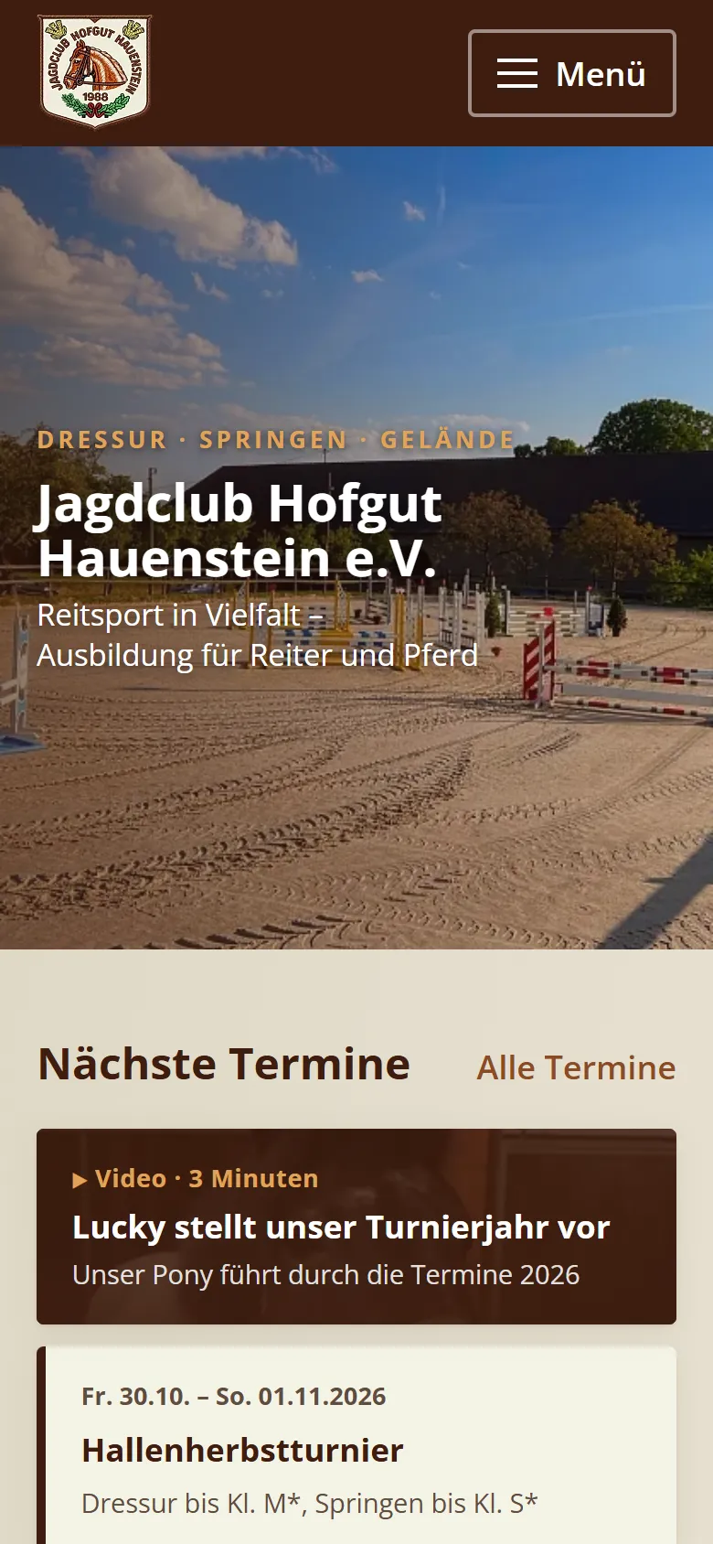 Home page of jagdclub-hofgut-hauenstein.de on a phone